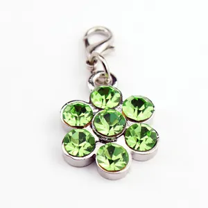 Pet Flower Rhinestone Pendant Dog Collar Tag With Lobster Clasp Alloy Sparkly Jewelry Charm For Dogs Cats Puppy Decoration
