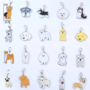 Set van 20 honden sleutelhangers met Husky, Schnauzer en metalen karabijnsluiting voor tassen