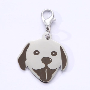 Polished silver stainless steel Labrador dog tag charm with durable lobster clasp attachment