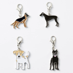 Zinc Alloy Enamel Dog Breed Charm Keychain German Shepherd Great Dane Jack Russell Terrier Pendant For Key Bag Decor Jewelry