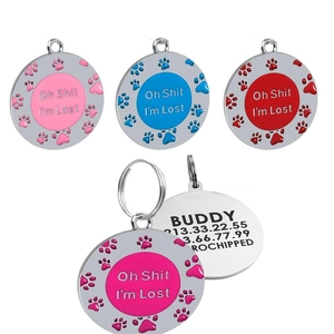 Médaille d'identification personnalisable pour chien en métal avec empreinte colorée