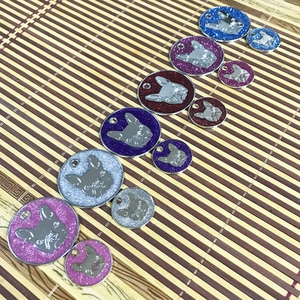 Glitter French Bulldog metal pet ID tags for collars in multiple colors and sizes