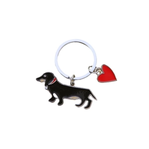 Creative Metal Dachshund Dog Keychain Enamel Animal Keyring With Heart Charm Pendant For Women Men Car Key Accessories Gift