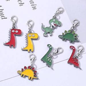 Cute Cartoon Dinosaur Keychain Zinc Alloy Enamel Drip Oil Bag Pendant Tyrannosaurus Stegosaurus For Kids Teens Gift Accessory