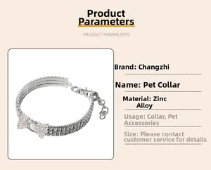 Detail showing the zinc alloy structure and sparkling crystal pet collar with bow knot