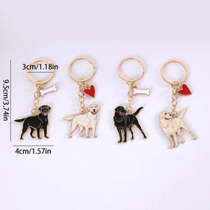 Mignon Porte-clés Chien en Métal Labrador Golden Retriever Pendentif Chiot en Émail Charme de Sac Décoratif Bijoux Cadeau