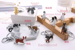 Collection de porte-clés pour chiens en alliage de zinc avec diverses races en 3D