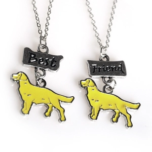 Détails des colliers Best Friend avec pendentifs chien labrador en émail jaune