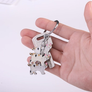 Cute Cartoon Cat Keychain Set Metal Alloy Drip Oil Kitty Pendant For Car Keys Backpack Decor Gift For Cat Lovers Girls Women