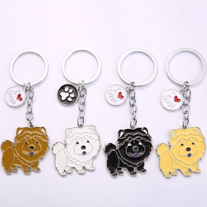 Cute Enamel Chow Chow Dog Keychain Metal Cartoon Puppy Pendant Keychain For Pet Lovers Bag Charm Birthday Gift