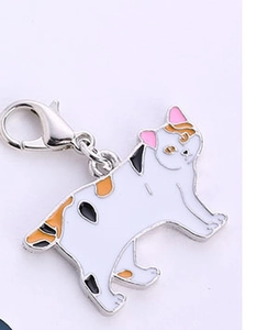 Cute calico cat charm pendant with silver lobster clasp for creative gift and keychain