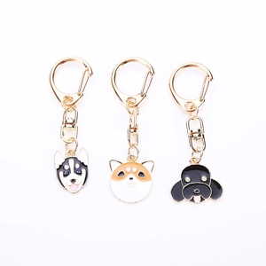 Emaille-Hunde-Schlüsselanhänger mit Husky Shiba Inu und Pudel-Designs und Vergoldung