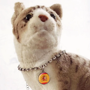 Collier pour chat en strass avec pendentif drapeau de l'Espagne pour petits chiens