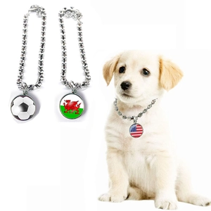 Collier réglable en strass pour animaux avec pendentifs drapeaux de la Coupe du Monde