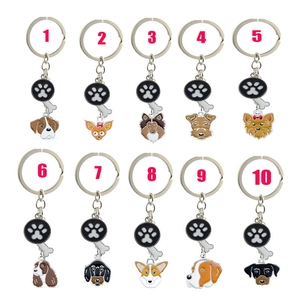 Porte-clés Chiot Chien Émail Alliage Patte Os Pendentif Anneau Clé Dessin Animé Animal Accessoire Femmes Hommes Décor Clé Voiture Cadeau