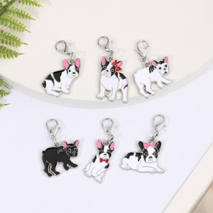 Französische Bulldogge Emaille Schlüsselanhänger Zinklegierung Hund Anhänger Schleife Tier Tasche Anhänger Geschenk Für Damen
