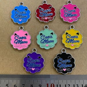 Enamel cat ID tags in 8 colors with Cat's Meow engraving for pet collars