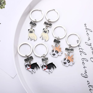 Portachiavi Best Friends Cane Cartone Animato in Lega Smalto Animale Domestico Ciondolo per Borsa Donna Bambini Gioielli