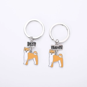 Dettaglio di portachiavi Shiba Inu in lega di zinco con pendenti Best Friends