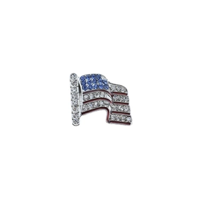 Zinc alloy American flag brooch pin with sparkling blue and white crystal rhinestones