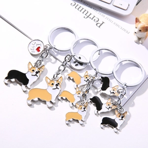 Luxury Metal Enamel Corgi Dog Keychain Cute Animal Bag Charm Pendant For Pet Lovers Gift Durable Key Ring Accessory For Women Men