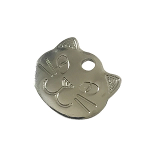 Minimalist silver zinc alloy cat shape pet tag pendant for DIY collar accessories