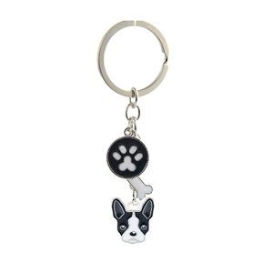 Portachiavi minimalista per animali con ciondolo bulldog, zampa e pendente a forma di osso