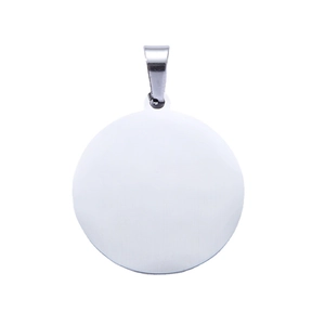 Polished round stainless steel pet ID tag with hanging ring for custom engraving