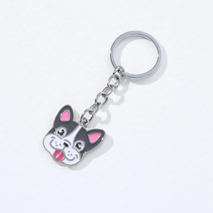 Cartoon French Bulldog Keychain Double Sided Zinc Alloy Enamel Dog Pendant For Bag Accessory Cute Pet Lovers Gift Jewelry