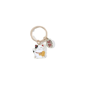 Portachiavi Carino Gatto della Fortuna in Lega di Zinco Smalto Maneki Neko Anello Chiave Pendente Amuleto per Borsa