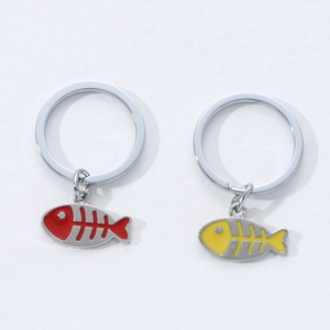 Modern Art Zinc Alloy Fishbone Keychain Creative Metal Key Ring Car Bag Pendant Decorative Accessories Unisex Jewelry
