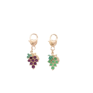 Exquisite grape pendants with purple and green crystals and golden heart lobster clasps