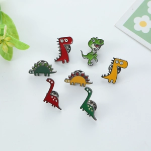 Lot de 7 épingles en émail de dinosaures colorés pour sacs à dos et accessoires d'habits