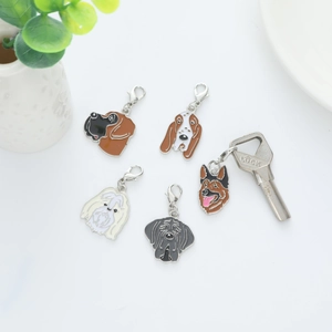5-piece dog breed enamel keychain set with metal lobster clasps for bag accessories