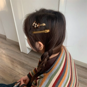 Lot de barrettes à cheveux ours à carreaux avec épingle dorée pour accessoires de coiffure