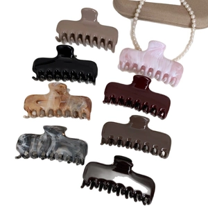 Large acetate hair claws in 8 colors including marble and solid tones for women