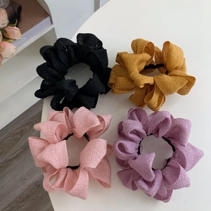 Chouchous Plissés en Tissu Simple Élégant de Style Coréen Couleur Unie Anneaux Élastiques pour Cheveux Mode Femme Bijoux