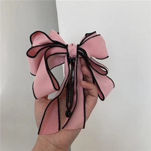 Korean INS Style Sweet Multi-layer Fabric Bow Banana Clip Retro Ponytail Jaw Clip For Women Elegant Hair Accessories
