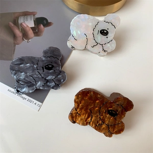 Cute koala acetate hair claw clips with marble and tortoise textures for women