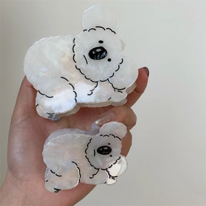 Cute koala acetate shark hair claw clips set in creamy white marble texture