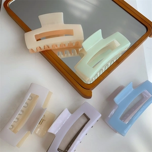 Large Acetate Hair Claw Clips For Women Square Hollow Color Block Hair Clamps Elegant Macaron Styling Hair Accessories