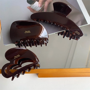 French Vintage Acetate Tortoiseshell Hair Claw Clip Square Geometric Chocolate Brown Hair Jaw Clip Women Hair Accessories