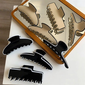Pinces à Cheveux Élégantes en Acétate de Cellulose Français Contour Contrasté Pinces Requin Grandes Pinces à Cheveux pour Femmes
