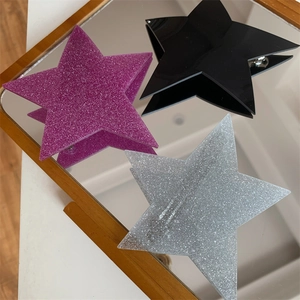 Korean Trendy Minimalist Acrylic Star Hair Clip For Women Glitter Silver Purple Black Y2K Bangs Clip Stylish Hair Accessory