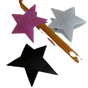 Chic black and glitter star-shaped spring hair clips for women in a stylish set