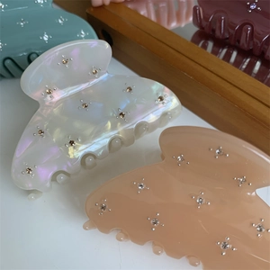 Pinces à cheveux élégantes en perles et strass en ivoire rose bleu et rouge