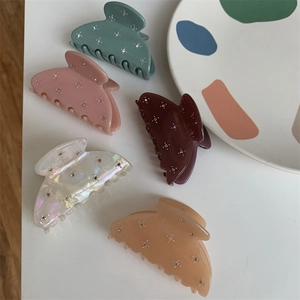 Lot détaillé de 5 pinces à cheveux colorées en résine avec des strass étincelants