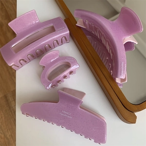 Eleganter Lila Acetat Stern Haarklammer Französisch Handgemacht Sternenmuster Hai Clip Geometrischer Haarschmuck
