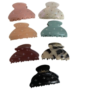 Lot de 7 pinces à cheveux colorées en résine brillante ornées de strass étincelants