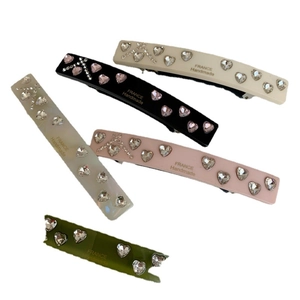Elegant 5-piece heart rhinestone spring hair clip set in assorted pastel colors